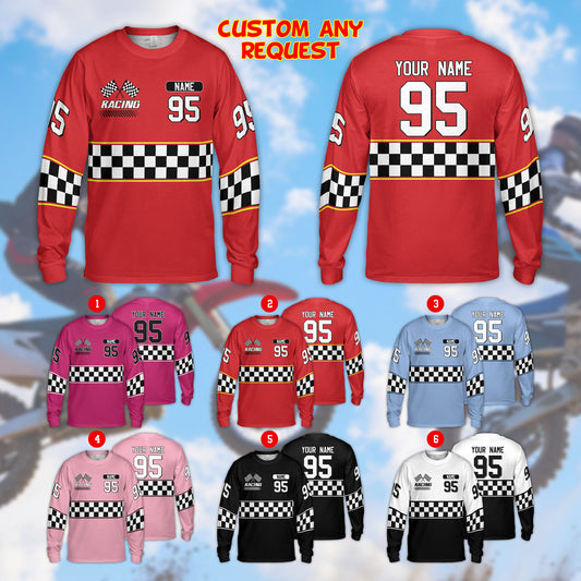 Custom Motocross Long Sleeve Shirt (Adult - Kids) – Add Team Name, Player Name & Number
