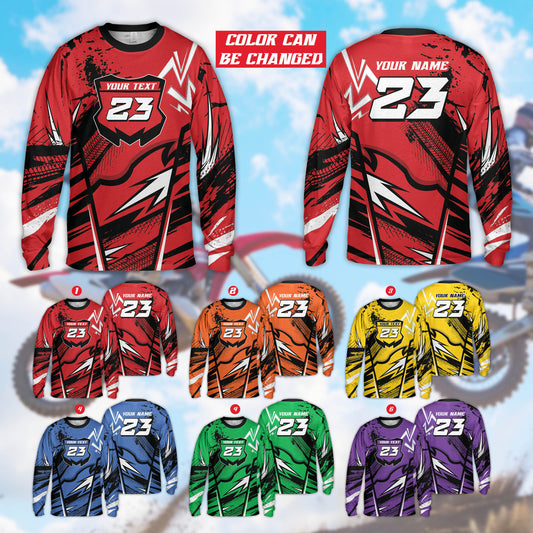 Custom Motocross Long Sleeve Shirt (Adult & Kids) – Add Team Name, Player Name & Number