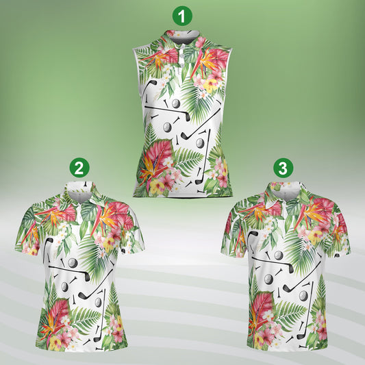 Tropical Golf Polo Shirt, Golf Team Summer Vibes Sleeveless Men Women Polo, Golf Player Tournament Gift
