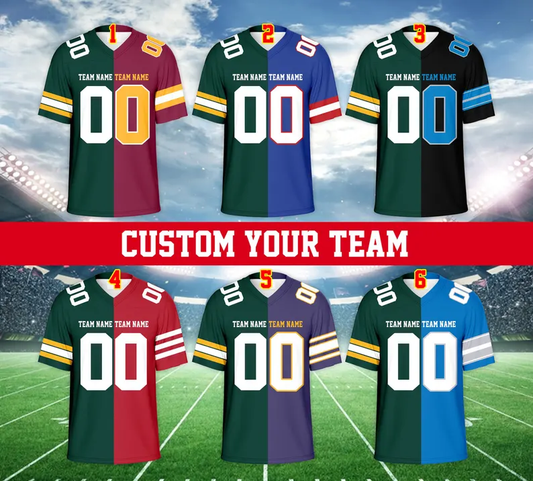 Custom 2 Teams American Football Jersey (Adult & Kids) – Add Team Name, Player Name & Number